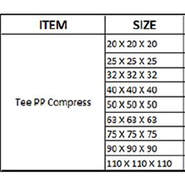 Tee Compress HDPE / Tee Compress HDPE